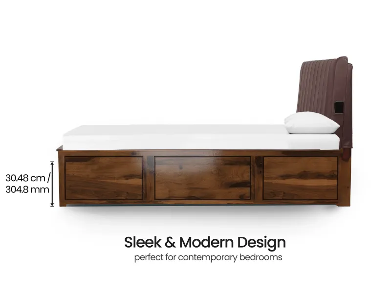 Regal Queen Hydraulic Storage Bed Bed in Chocolate Leatherite